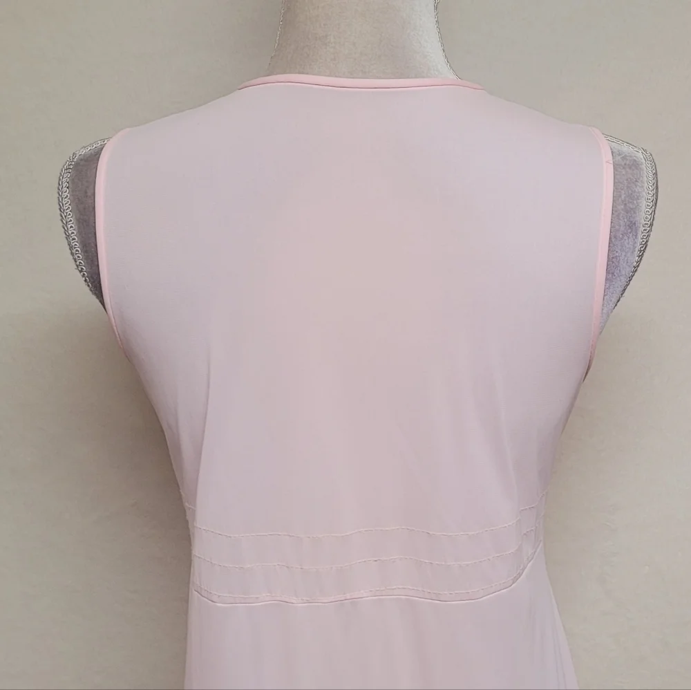 Vintage 60s Gilead Light Pink Floral Embroidered Sleeveless Nightgown Slip Dress - Picture 9 of 14